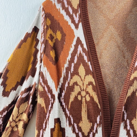 Johanna Ortiz Palm Ornaments Tribal Long Cardigan Pima Cotton Sweater Size M - Picture 4 of 10